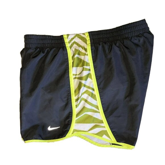 Nike Dri-Fit Women's XS Gray Green Trim Zig Zag Print Drawstring Running Shorts - Picture 1 of 7